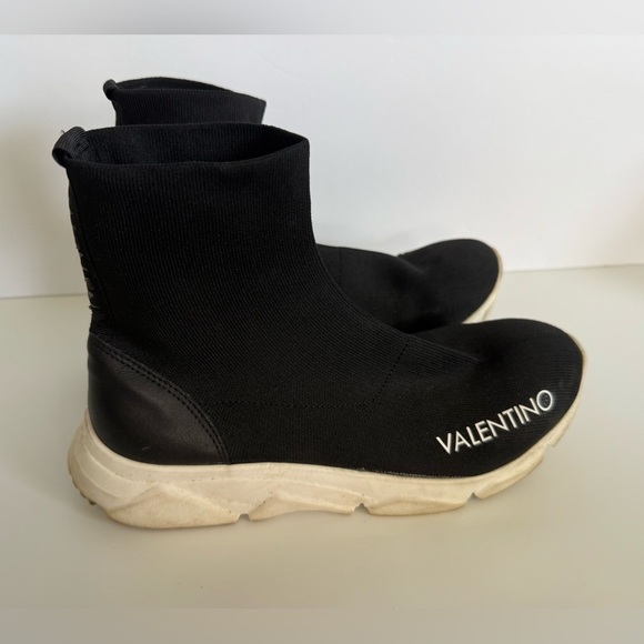 Valentino Womens Woven Logo Graphic Slip On Stretch Sock Sneakers Black Size 9 - Picture 5 of 7